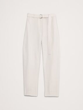 Banana Republic Cream High-Rise D-Ring Belt Tapered Trousers